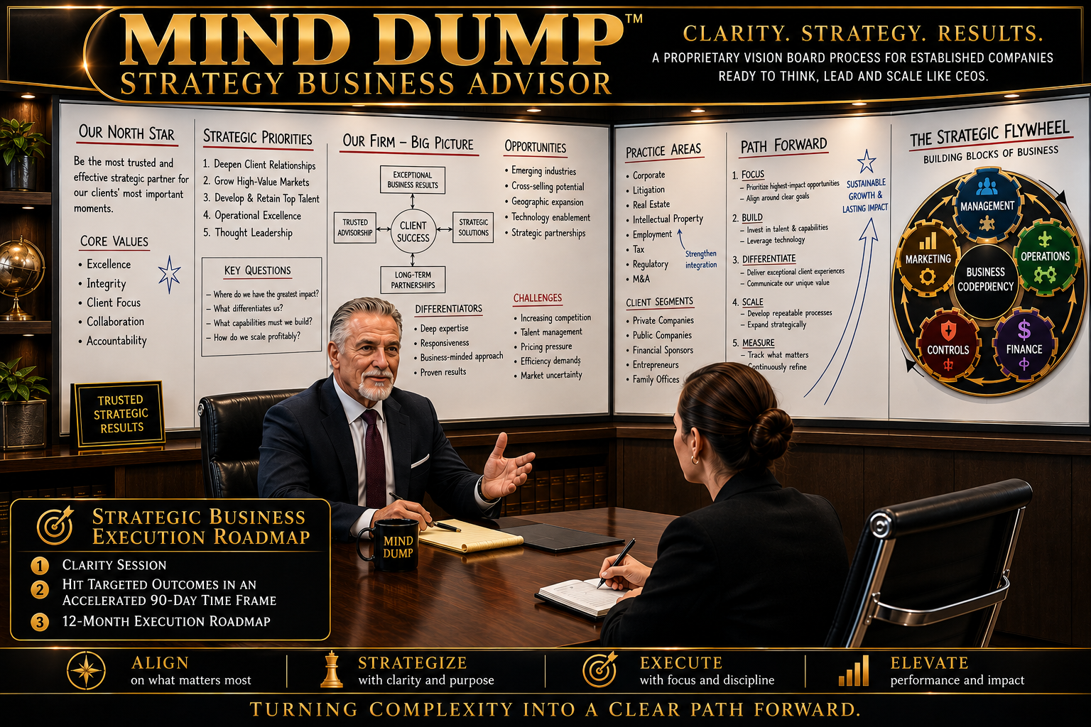 Mind Dump Strategy Business Advisor — Clarity Session, Strategic Flywheel, 12-Month Execution Roadmap: Turning Complexity Into a Clear Path Forward